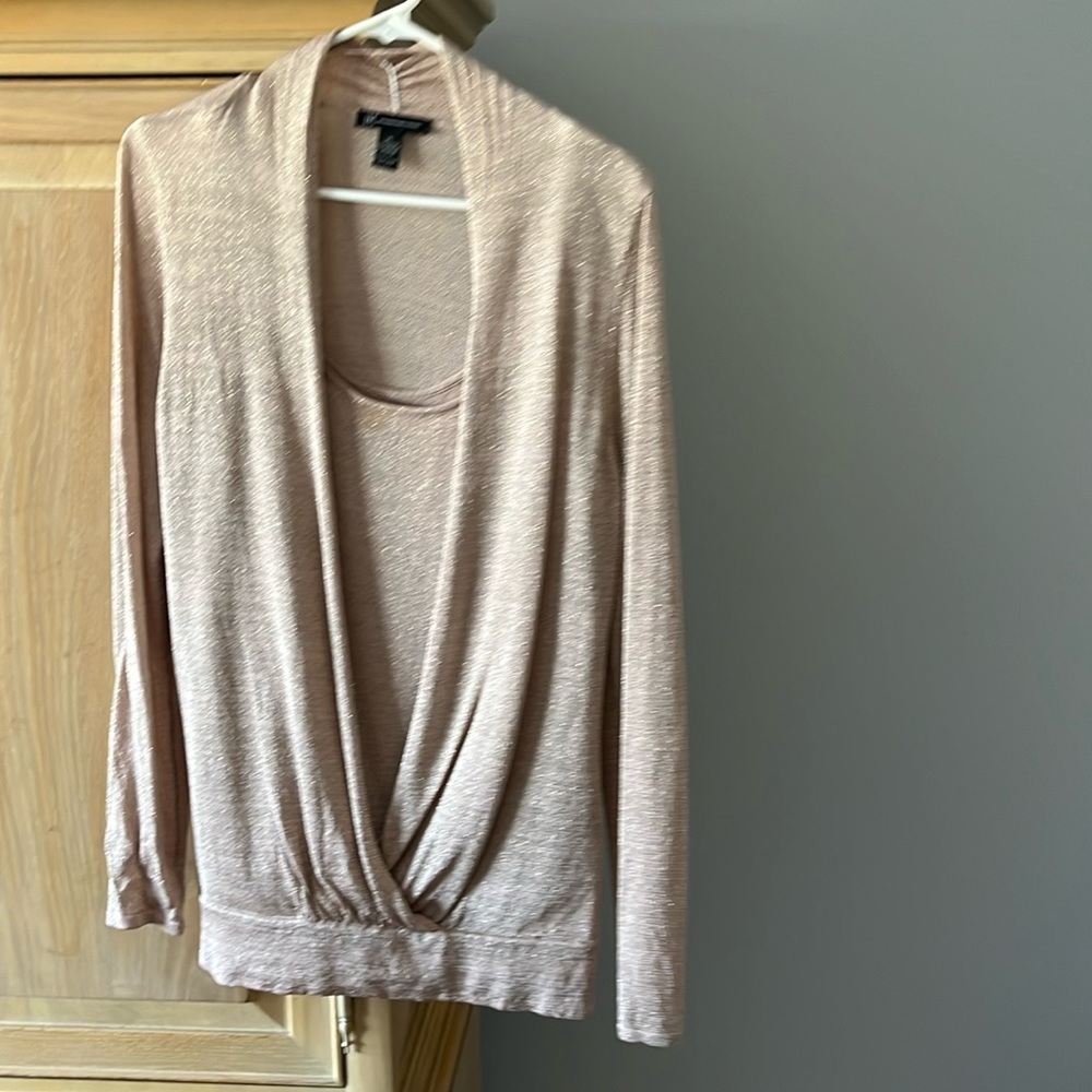 INC women’s rose metallic long sleeves top with attached tank top-XL